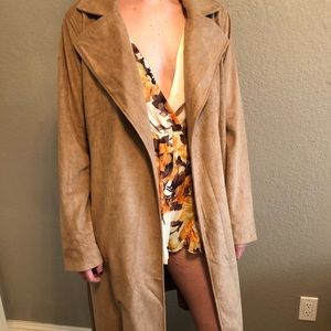 Suede trench coat
